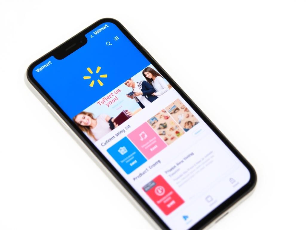 Aplicación móvil de Walmart mostrando funcionalidades Aplicación móvil de Walmart mostrando funcionalidades