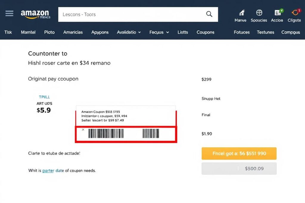Carrito de compras de Amazon mostrando el descuento aplicado con Amazon Cupones