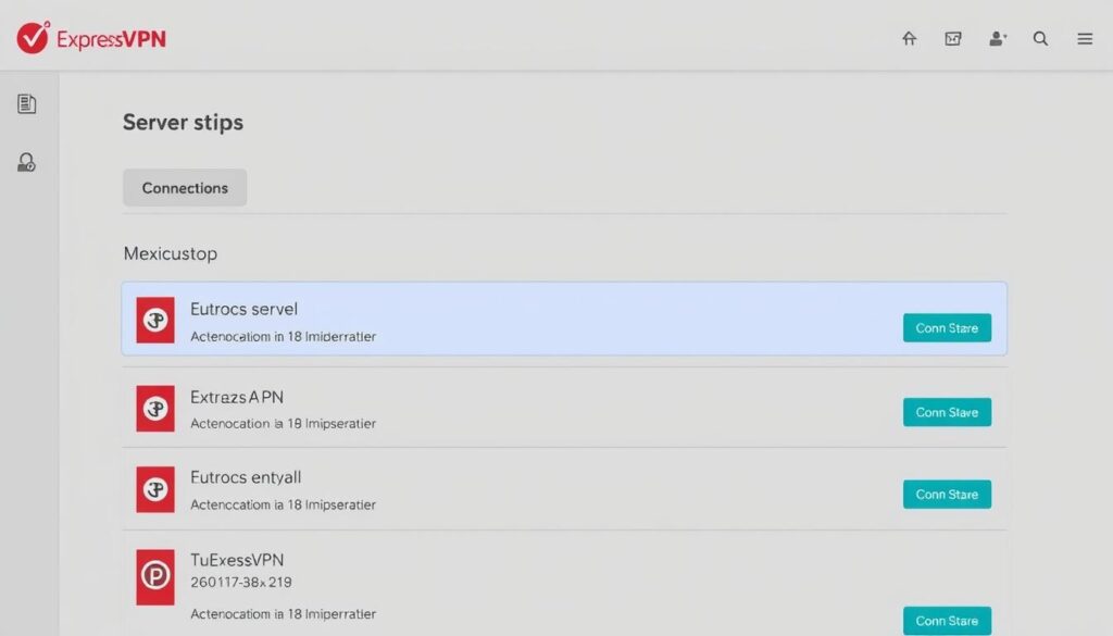 Interfaz de ExpressVPN mostrando servidores en México