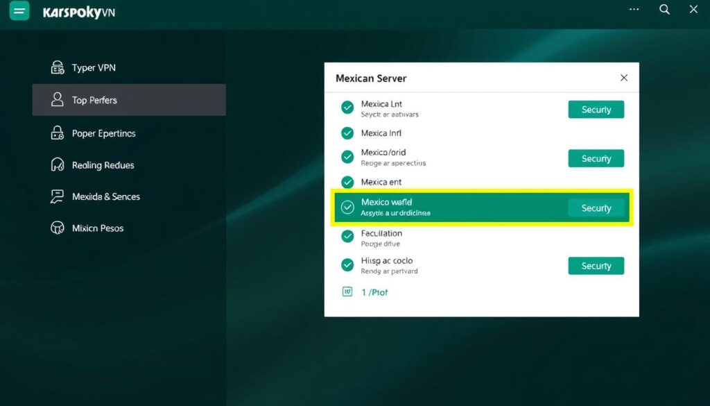 Interfaz de Kaspersky VPN con opciones de seguridad