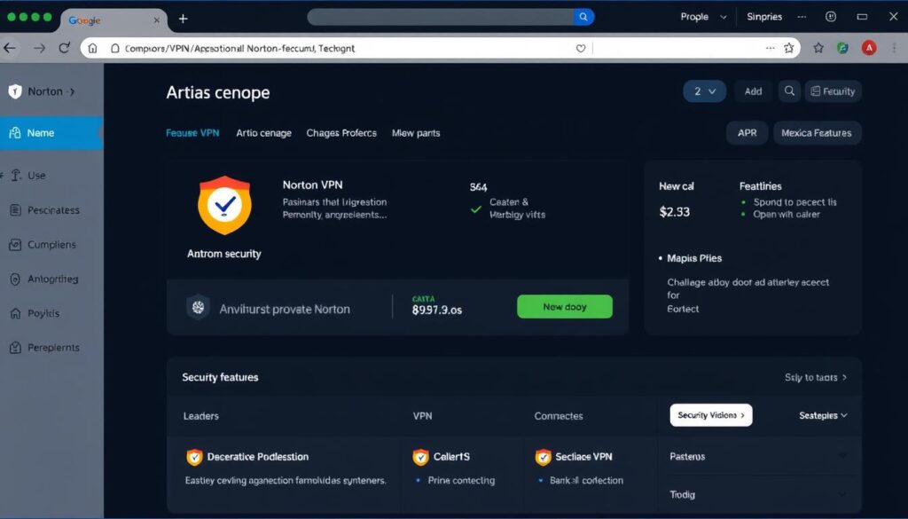 Interfaz de Norton VPN con panel de seguridad integrado
