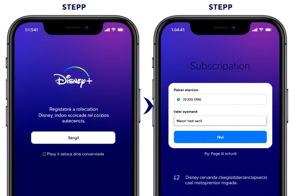 Proceso de suscripción a Disney Plus en dispositivo móvil mexicano