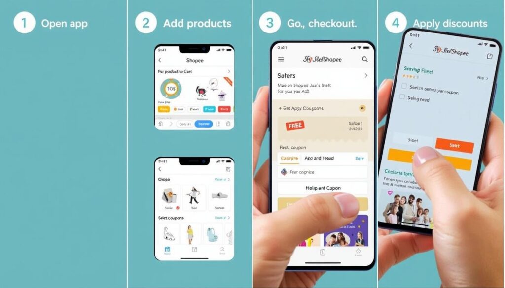 Proceso paso a paso para aplicar cupones de Shopee en la app móvil