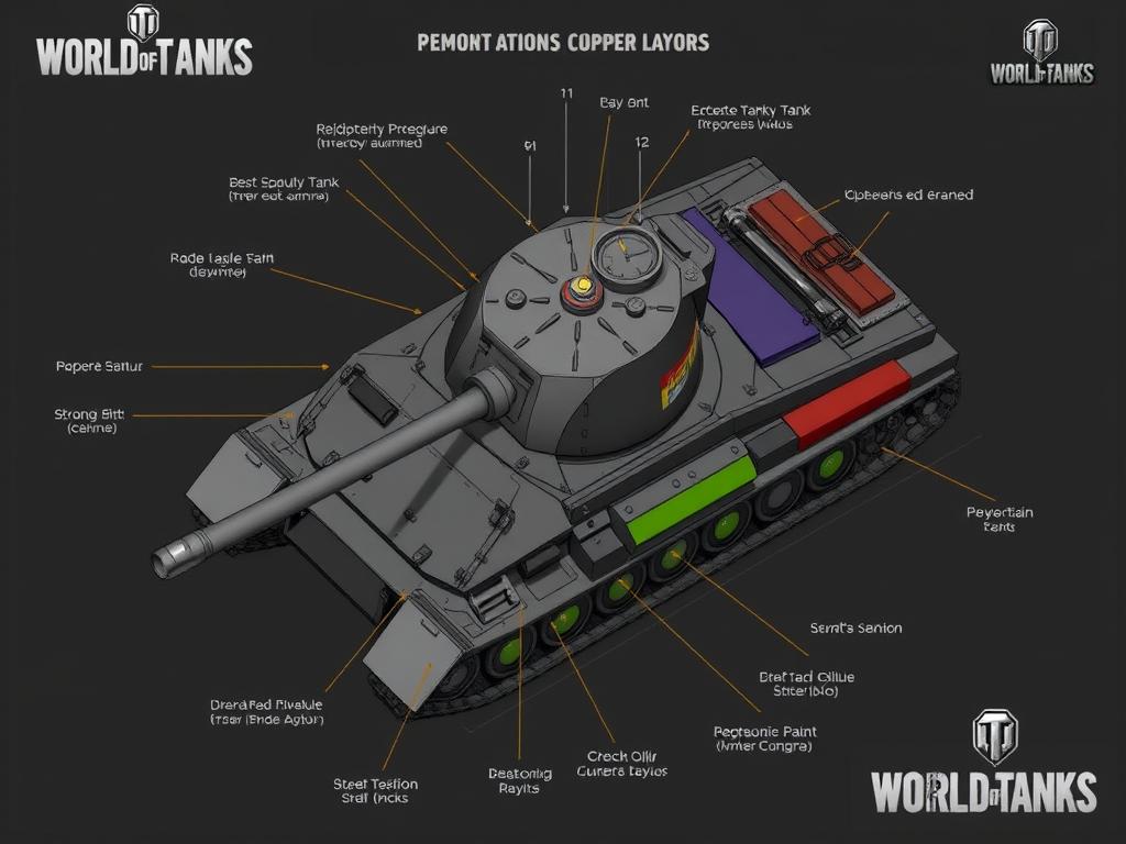 Diagrama de puntos débiles y fuertes de un tanque premium de World of Tanks Diagrama de puntos débiles y fuertes de un tanque premium de World of Tanks