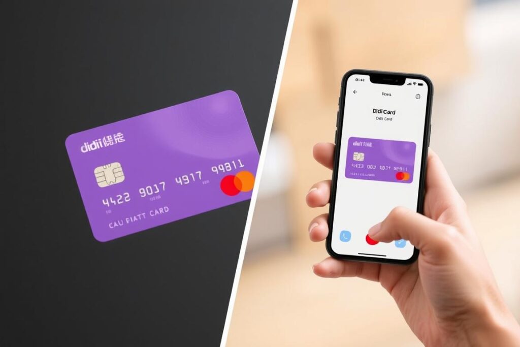 Tarjeta de crédito DiDi Card física y virtual en un smartphone Tarjeta de crédito DiDi Card física y virtual en un smartphone